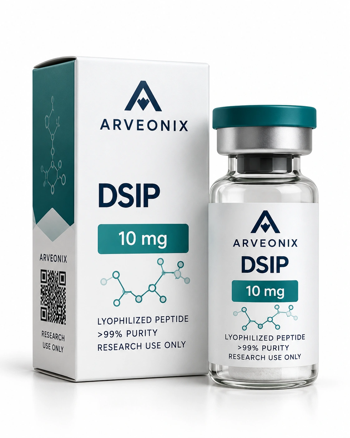 ARVEONIX DSIP 10mg research product box and vial