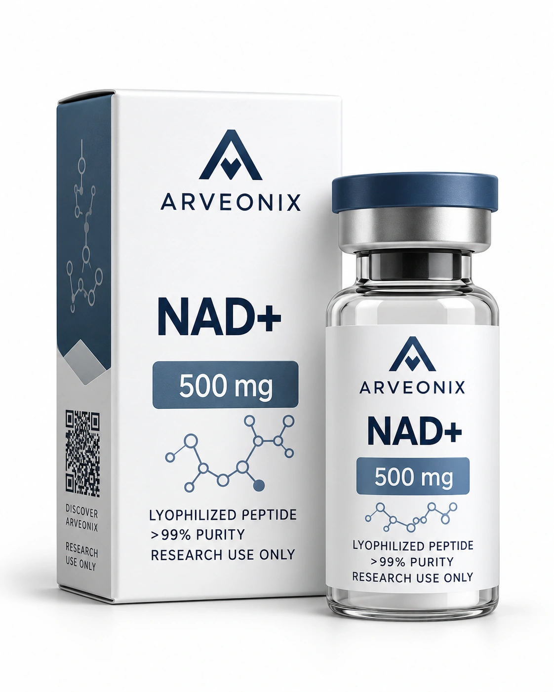 ARVEONIX NAD+ 500mg research product box and vial